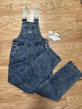 Womens Washed Black Denim Overalls with Adjustable Straps
